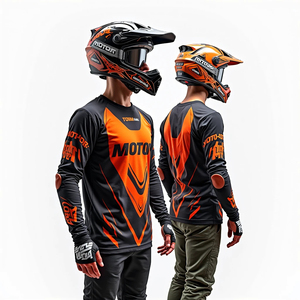 เสื้อเจอร์ซีย์มอเตอร์ไซค์แข่งแบบแขนยาวสำหรับผู้ชาย สีตามสั่ง พิมพ์ลายแบบซับลิเมชั่น แห้งเร็ว เสื้อมอเตอร์ครอส ไซส์ผู้ใหญ่ - Product Image 5
