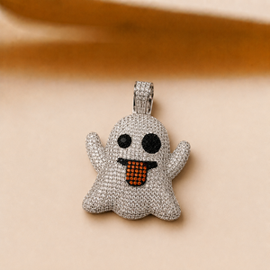 Pendentif Charme Fantôme en Argent Sterling 925 avec Moissanite, Diamant Rond Taillé, Bijou Unisexe Hip Hop pour Fêtes et Quotidien - Product Image 2