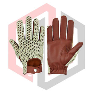 Guantes de Seguridad de Cuero para Conducir, Tejidos, Color Marrón Claro, Antideslizantes, Transpirables, Anticorte, Antiestáticos, con Muñequera Ajustable para Hombre - Product Image 1