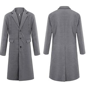 Manteau long pour homme, trench-coat surdimensionné, longueur au sol, vêtement d'extérieur chaud pour l'hiver, trench-coat uni, tricoté, coupe-vent, en laine, respirant - Product Image 2