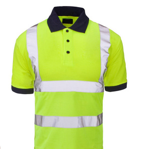 Men's High Visibility Reflective Work Pants Short Sleeve Yellow <b>Silver</b> Stripes Chest Pocket Abrasion Resistant Quick Dry - Product Image 5