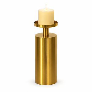 Metal Candle Stand for Home <b>Decor</b> Round Pillar Tealight Holder <b>Decorative</b> <b>Table</b> Centerpiece Housewarming Gift - Product Image 1