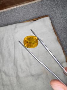 Saphir Jaune Naturel de Bangkok 8,68 Ct, Taille Coussin, Pierre Précieuse Dorée Libre pour la Fabrication de Bagues, Pendentifs et Bijoux - Product Image 4