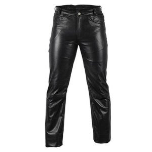 SALVA LEATHER Premium Leather Satin Lining Casual Fit 4 Pocket <b>Black</b> Waterproof Winter Midweight Motorcycle Riding <b>Pants</b> for Men - Product Image 4