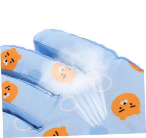 Gants de ski bleu clair à doigts complets avec imprimé chat orange, isolés thermiquement pour l'hiver, utilisation en extérieur, unisexe, fermeture auto-agrippante - Product Image 4