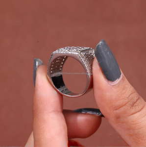 Iced Mens Moissanite <b>Ring</b> Hip Hop Bling <b>Ring</b> Square Baguette Cluster <b>Ring</b> Luxury <b>Statement</b> <b>Ring</b> Men Pave Iced <b>Ring</b> 925 Sterling - Product Image 2
