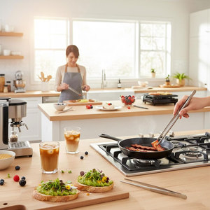 Pince de cuisine en acier inoxydable de 12 pouces, pinces alimentaires pour la cuisson, pince longue pour pâtes, pointes dentelées, sûres pour la vaisselle et l'électrique, compatibles lave-vaisselle et four - Product Image 4