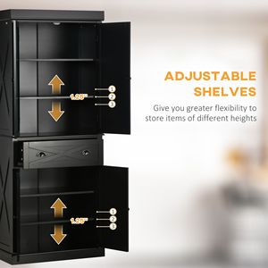 72-Inch Black Kitchen Pantry Storage Cabinet with <b>6</b> Tiers 1 <b>Drawer</b> 4 Adjustable Shelves - Product Image 5