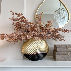 Glamorous glossy gold geometric crinkled vase holding brown branches, available at wholesale prices. - Product Image 2