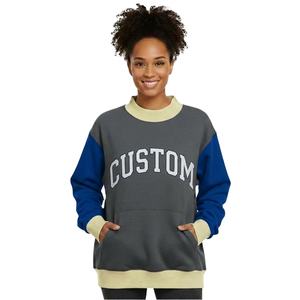 Sudadera de cuello alto bicolor para mujer, otoño-invierno, servicio OEM, alta calidad, moderna, gruesa, con logo frontal personalizado - Product Image 1