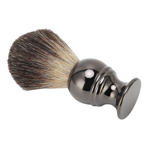 Cepillo de afeitar elegante con mango de madera negra y pelo sintético, cepillo de afeitar para hombres, herramienta de afeitado con pelo sintético y mango de metal negro - Product Image 5