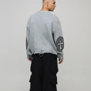 Casual Wool / cashmere sweater Basic <b>Pullover</b> <b>Men</b> Intarsia Color Block Plus Size Sweaters Slim Fit Crew Neck Long Sleeve Sweater - Product Image 2