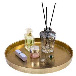 Round Polished Metal Serving <b>Tray</b> With Gold Finish Elegant Decorative <b>Trays</b> For Home Use Modern Design Eco Friendly - Product Image 1