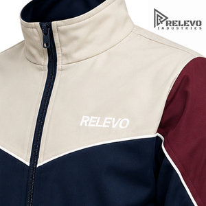 Custom Logo Printed Adults Unisex Sporty Autumn Tracksuit Set Two Piece Color Block Crew Neck Zip Jacket Lightweight <b>Jogger</b> - Product Image 3