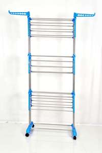 Flexible Three Layer Stainless Steel <b>Clothes</b> <b>Drying</b> <b>Rack</b> Traditional Mobile Laundry Tower Stand Hari Krushna Kitchen Frame - Product Image 3