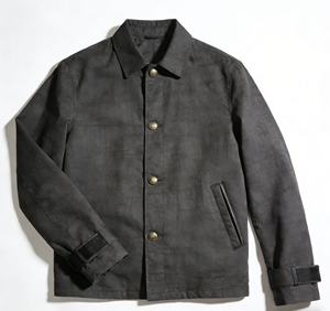 Chemise-veste en toile noire pour homme, col rabattu, simple boutonnage, style workwear, coupe classique, couleur unie, coton tissé - Product Image 1