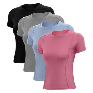T-shirt de sport respirant à col rond pour femme, taille plus, en tissu compressif écologique, idéal pour la pratique du yoga - Product Image 3