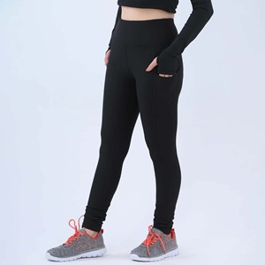 High Waist Full Length Knitted Spandex/<b>Nylon</b> Eco-Friendly Quick Dry Yoga <b>Leggings</b> Pockets Breathable Stretch Women's - Product Image 3