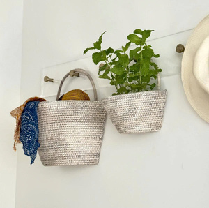 Cesta de Almacenamiento Colgante de Mimbre con Asa, Cesta Tejida Natural, Organizador de Almacenamiento Ecológico, Decoración Boho para el Hogar, Cesta de Picnic - Product Image 5