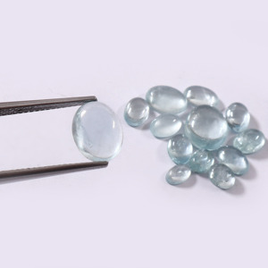 Lot en gros de pierres précieuses naturelles aigue-marine ovales calibrées 5x7 mm, cabochons à dos plat pour la fabrication de bijoux - Product Image 2