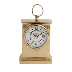 Horloge de bureau traditionnelle en laiton, mouvement circulaire à aiguilles, finition dorée, fonctionne à piles, sonnerie horaire, Noël - Product Image 2