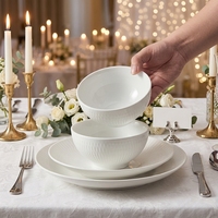 Service de vaisselle en porcelaine de style européen ST White Celadon, OEM/ODM, pour restaurants, hôtels, traiteurs, buffets, usage commercial.