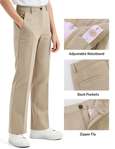 Pantalon chino en twill à taille ajustable pour enfants, uniforme scolaire, pantalon de golf pour garçons, 4 poches, pantalon habillé - Product Image 4