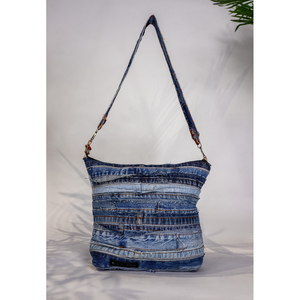 Bolso de mezclilla de algodón premium cosido directamente de fábrica, tipo tote con cremallera, índigo lavado personalizado, para venta al por menor, OEM, ODM - Product Image 1