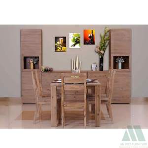 Elegante Juego de Comedor de 8/6 Piezas, Duradero, Ecológico, Fácil de Montar, OEM Disponible, Hecho en Vietnam, Madera Maciza Moderna - Product Image 4