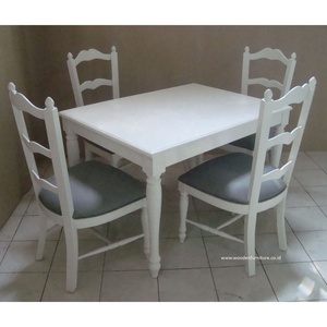 Ensemble de salle à manger de Style européen et américain, Table à manger peinte en blanc, meubles de Style campagnard - Product Image 4