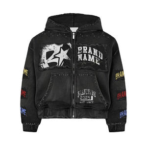 Hoodie 100% coton, poids lourd 500 g/m², coupe ample, logo personnalisé, effet délavé, pour homme, unisexe, streetwear - Product Image 4