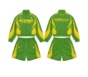 Veste à capuche zippée personnalisée avec impression sur écran, ensemble court en nylon imperméable deux pièces, streetwear, coupe-vent, survêtement pour femmes - Product Image 2