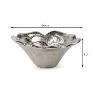 Bol en céramique en forme de fleur dorée et argentée 14 cm, fait main, plat de service décoratif glamour - Product Image 2