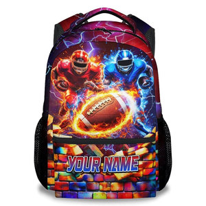 Sac à dos personnalisé pour joueur de football américain avec motif flamme, impression de nom personnalisée, style tendance toutes saisons - Product Image 1