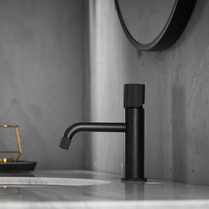 Robinet de lavabo en céramique noir moderne et contemporain pour salle de bain, mitigeur eau chaude et froide, robinets doseurs - Product Image 1