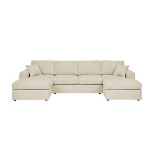Divano Sezionale a 3 Posti in Corduroy con Doppia Chaise Longue, Comodo per Soggiorno - Product Image 1