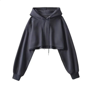 Women's Customizable Eco-Friendly Cropped Oversize Hoodie Hooded Pullover Sweatshirt Casual Winter Acid Wash Front Logo 100% - Product Image 6