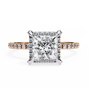 Princess Cut Lab Grown Diamond Engagement <b>Ring</b> for Women 10K <b>Gold</b> Plated Rhodium Finish Trendy Square Shape IGI Certified - Product Image 3