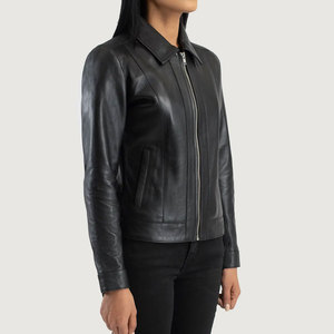 Women's PU Leather Quick Dry <b>Lightweight</b> Moto <b>Jacket</b> Solid Color Full Sleeve Zipper Closure Stand Collar Detachable Collar - Product Image 3