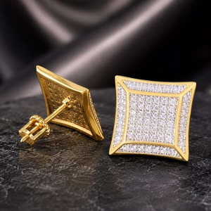 Luxury Moissanite <b>Diamond</b> Square Stud <b>Earrings</b> 925 Silver Iced Out <b>Mens</b> <b>Earrings</b> Baguette Stone Elegant Fine Jewelry Gift - Product Image 2