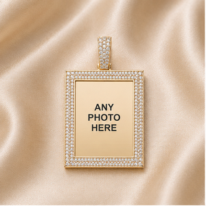 Custom Photo Pendant Necklace Rectangle Gold Frame Moissanite Diamond Iced Out <b>Memory</b> Locket Jewelry <b>Gift</b> - Product Image 2