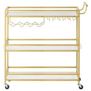 Carrito de Bar Rodante Moderno de 3 Niveles, Carrito de Bebidas Móvil de Madera con Ruedas para Servir en la Cocina - Product Image 1