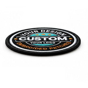 Écusson brodé personnalisé, cercle, à coudre, en tissu, avec logo, pour accessoires vestimentaires - Product Image 3