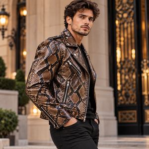 Mens Cow Skin Genuine Leather Breathable Streetwear <b>Biker</b> <b>Jacket</b> Luxury Motorcycle <b>Jacket</b> with Zipper Wholesale - Product Image 2