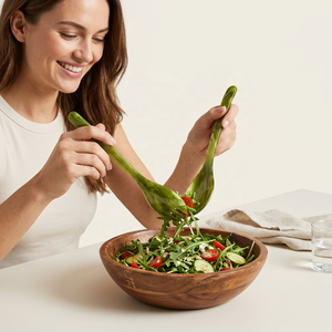 Juego de Servidores de Ensalada de Resina Ecológica, Aptos para Lavavajillas y Microondas, Utensilios para Ensalada Hechos a Mano, Color Verde - Product Image 1