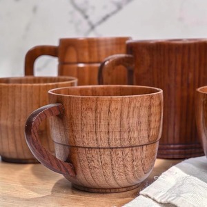 Wholesale Handmade Wooden Tea <b>Cup</b> with Handle Natural Wood Coffee Juice Milk Mug <b>Camping</b> <b>Cups</b> - Product Image 5