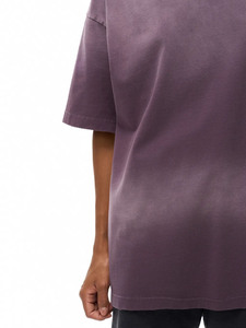 Camiseta Oversize de Algodón Morado Desgastado Estilo Vintage Streetwear, Camiseta Oversize Morada de Algodón Pesado Unisex con Hombros Caídos - Product Image 4