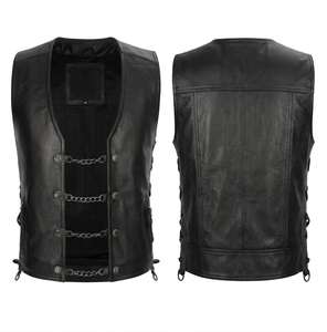 High Quality Custom <b>Men's</b> Breathable <b>Leather</b> <b>Waistcoat</b> Vest for Winter Casual Outerwear OEM Service - Product Image 5