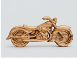 Sculpture de moto en bois faite à la main, art figuratif sculpté, décoration de table, style rustique, décoration de salon - Product Image 6