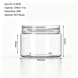 8 oz <b>Plastic</b> <b>Container</b> 250ML <b>Clear</b> Amber PET Straight-Sided Round Jar for Body Butter Skincare Cream Cosmetic Packaging - Product Image 6